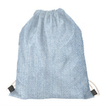 Light Blue Denim Jeans Print Drawstring Bag