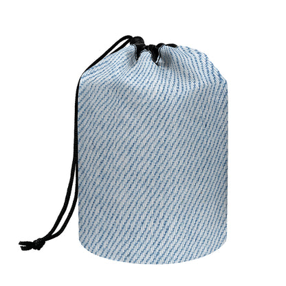 Light Blue Denim Jeans Print Drawstring Makeup Bag
