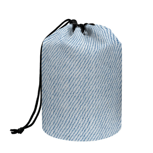 Light Blue Denim Jeans Print Drawstring Makeup Bag