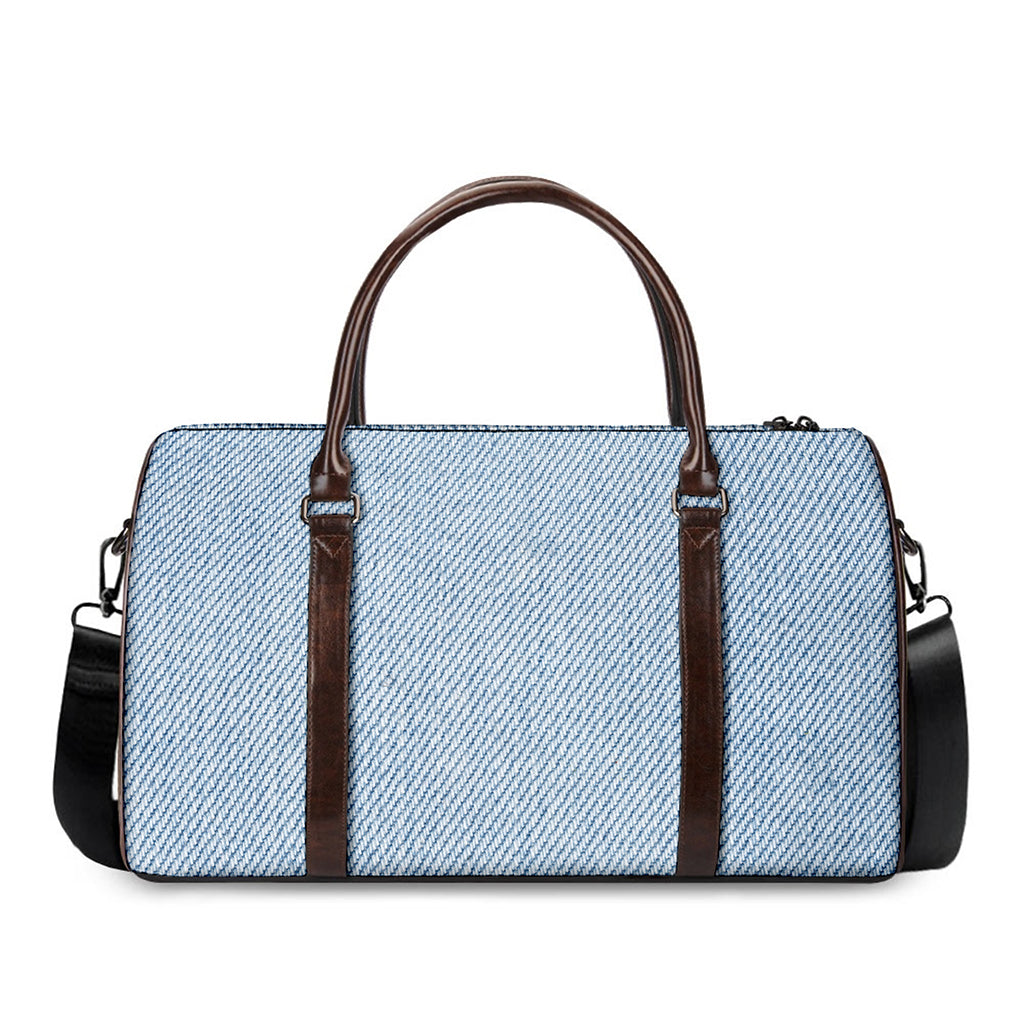 Light Blue Denim Jeans Print Duffle Bag
