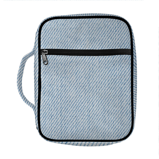 Light Blue Denim Jeans Print Front Pocket Bible Bag