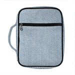 Light Blue Denim Jeans Print Front Pocket Bible Bag