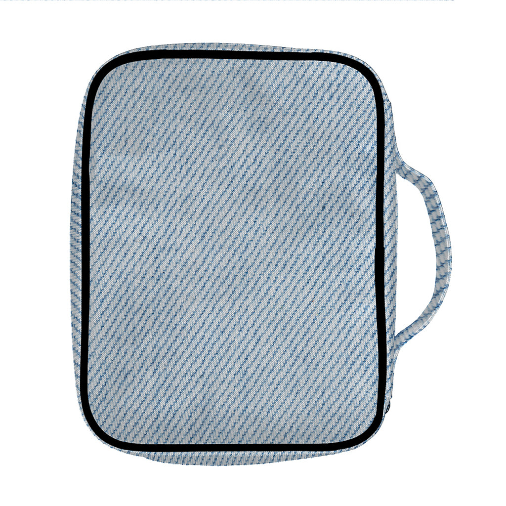Light Blue Denim Jeans Print Front Pocket Bible Bag