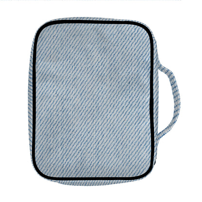 Light Blue Denim Jeans Print Front Pocket Bible Bag