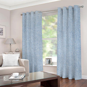 Light Blue Denim Jeans Print Grommet Curtains