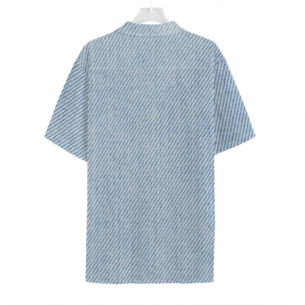 Light Blue Denim Jeans Print Hawaiian Shirt