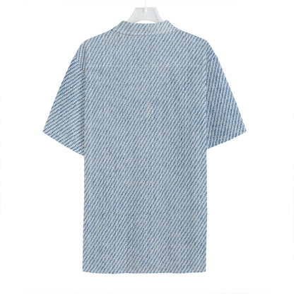 Light Blue Denim Jeans Print Hawaiian Shirt