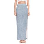 Light Blue Denim Jeans Print High Slit Maxi Skirt