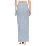 Light Blue Denim Jeans Print High Slit Maxi Skirt