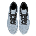 Light Blue Denim Jeans Print High Top Leather Sneakers