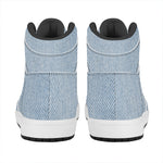 Light Blue Denim Jeans Print High Top Leather Sneakers