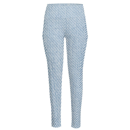 Light Blue Denim Jeans Print High-Waisted Pocket Leggings