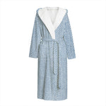 Light Blue Denim Jeans Print Hooded Bathrobe