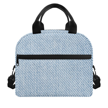 Light Blue Denim Jeans Print Insulated Lunch Bag
