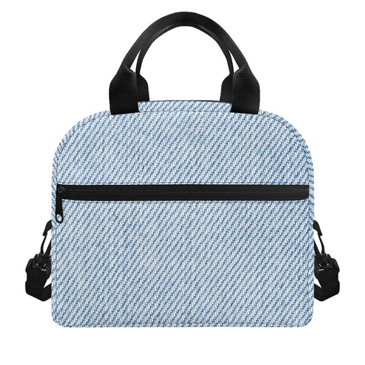Light Blue Denim Jeans Print Insulated Lunch Bag