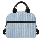 Light Blue Denim Jeans Print Insulated Lunch Bag