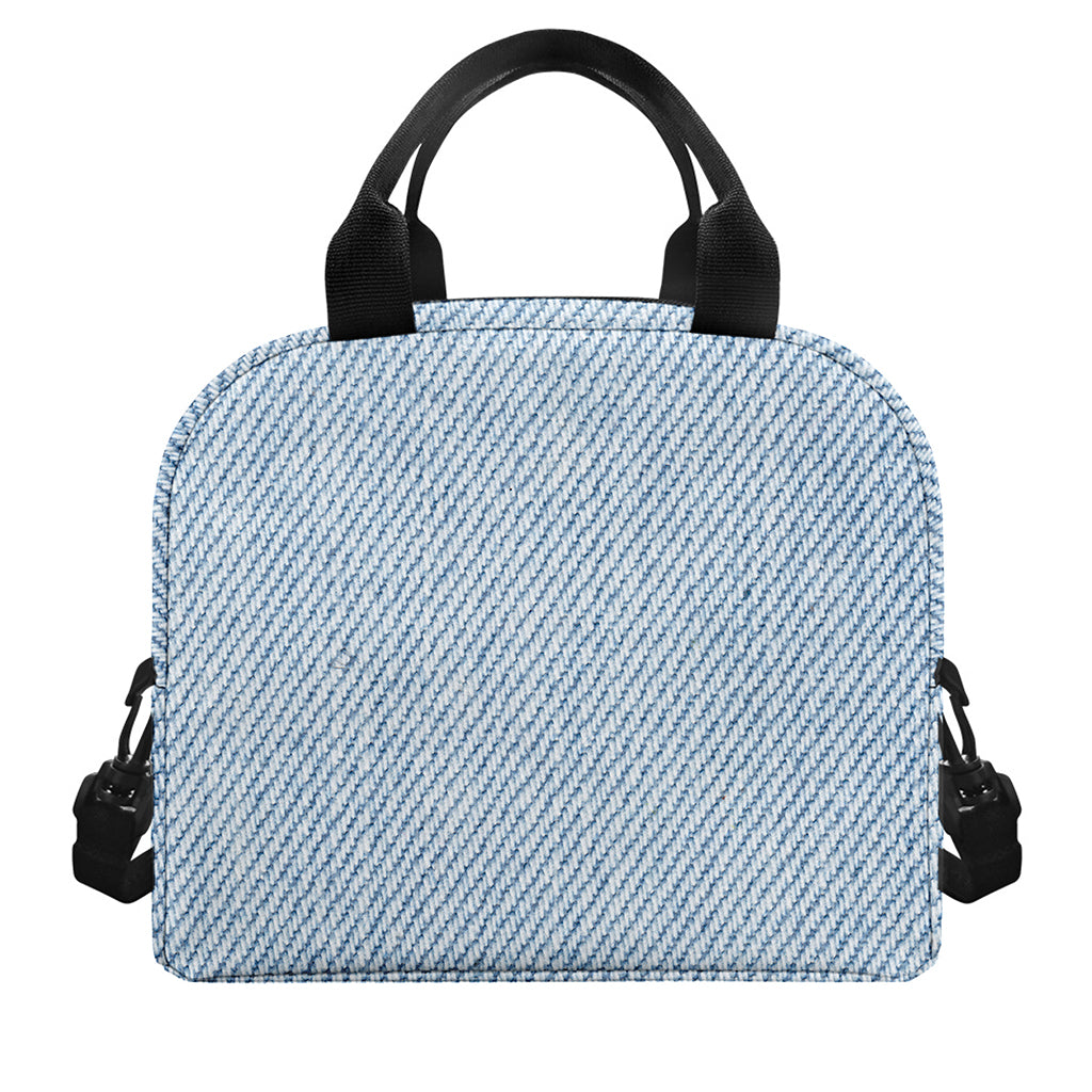 Light Blue Denim Jeans Print Insulated Lunch Bag