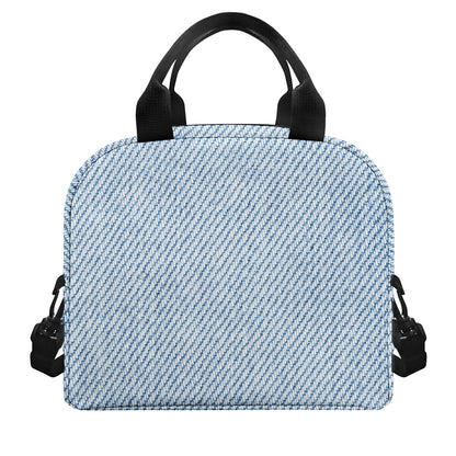Light Blue Denim Jeans Print Insulated Lunch Bag