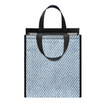 Light Blue Denim Jeans Print Insulated Lunch Tote