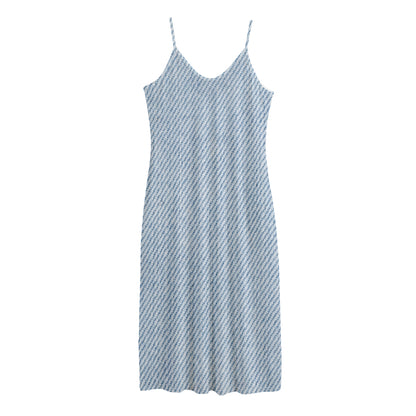 Light Blue Denim Jeans Print Jersey Midi Cami Dress