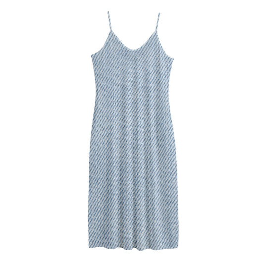 Light Blue Denim Jeans Print Jersey Midi Cami Dress