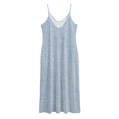 Light Blue Denim Jeans Print Jersey Midi Cami Dress