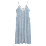 Light Blue Denim Jeans Print Jersey Midi Cami Dress