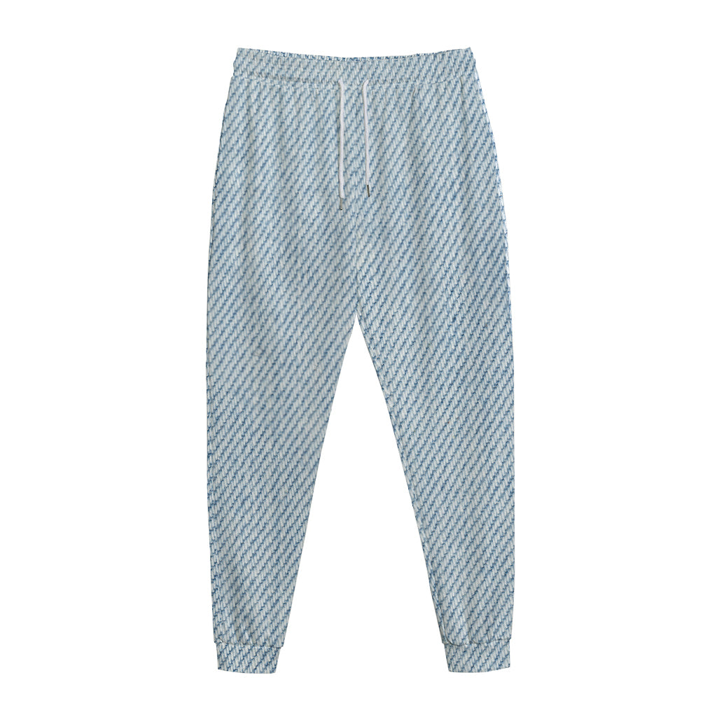 Light Blue Denim Jeans Print Jogger Pants
