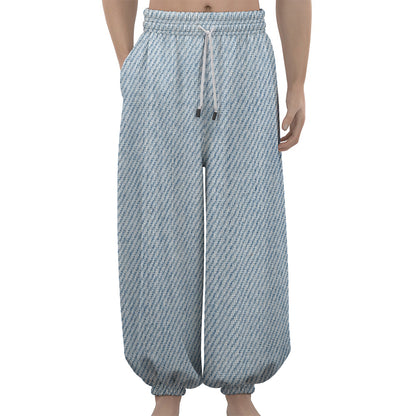 Light Blue Denim Jeans Print Lantern Pants