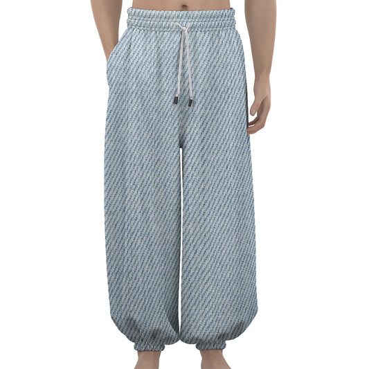 Light Blue Denim Jeans Print Lantern Pants