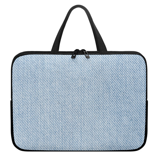 Light Blue Denim Jeans Print Laptop Sleeve With Handle