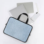 Light Blue Denim Jeans Print Laptop Sleeve With Handle