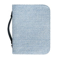 Light Blue Denim Jeans Print Leather Bible Cover