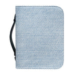Light Blue Denim Jeans Print Leather Bible Cover