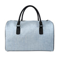 Light Blue Denim Jeans Print Leather Duffel Bag