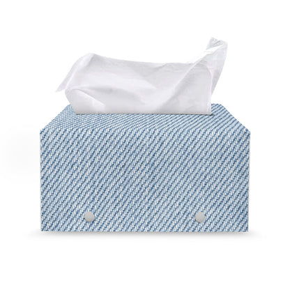 Light Blue Denim Jeans Print Leather Tissue Box Cover