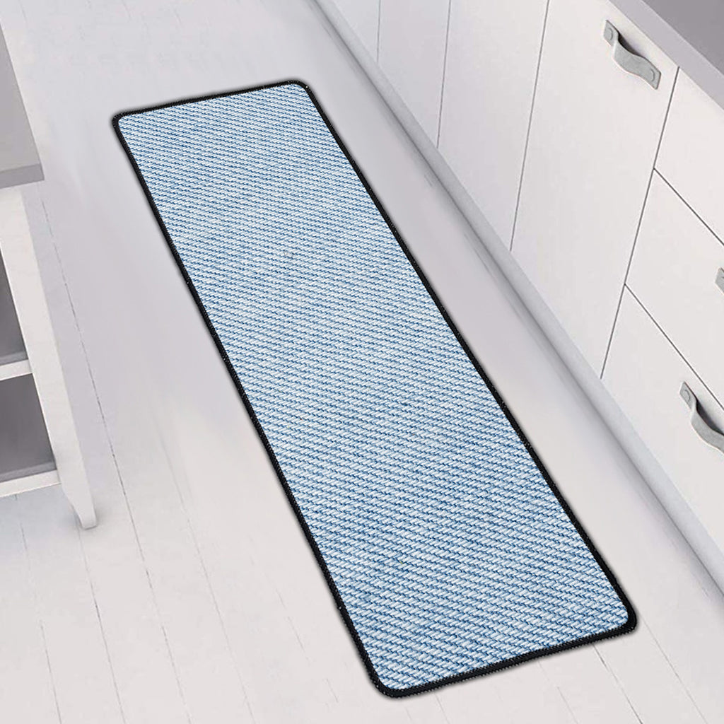 Light Blue Denim Jeans Print Long Kitchen Mat