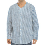 Light Blue Denim Jeans Print Long Sleeve Baseball Jersey