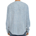 Light Blue Denim Jeans Print Long Sleeve Baseball Jersey
