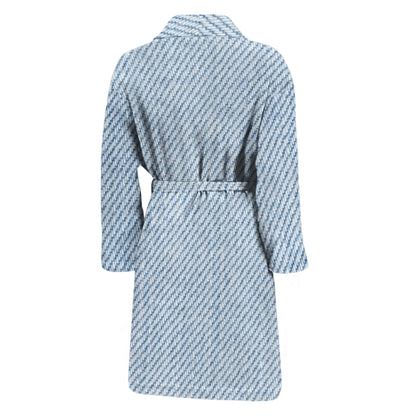 Light Blue Denim Jeans Print Men's Bathrobe