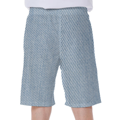 Light Blue Denim Jeans Print Men's Beach Shorts