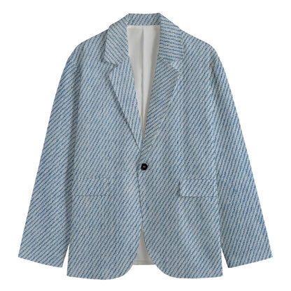 Light Blue Denim Jeans Print Men's Blazer