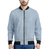 Light Blue Denim Jeans Print Men's Bomber Jacket