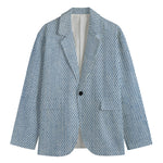 Light Blue Denim Jeans Print Men's Cotton Blazer