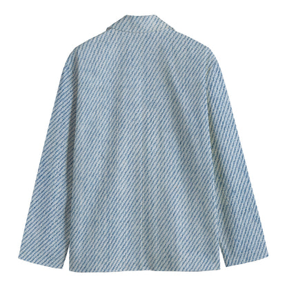 Light Blue Denim Jeans Print Men's Cotton Blazer