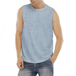 Light Blue Denim Jeans Print Men's Fitness Tank Top