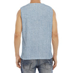 Light Blue Denim Jeans Print Men's Fitness Tank Top