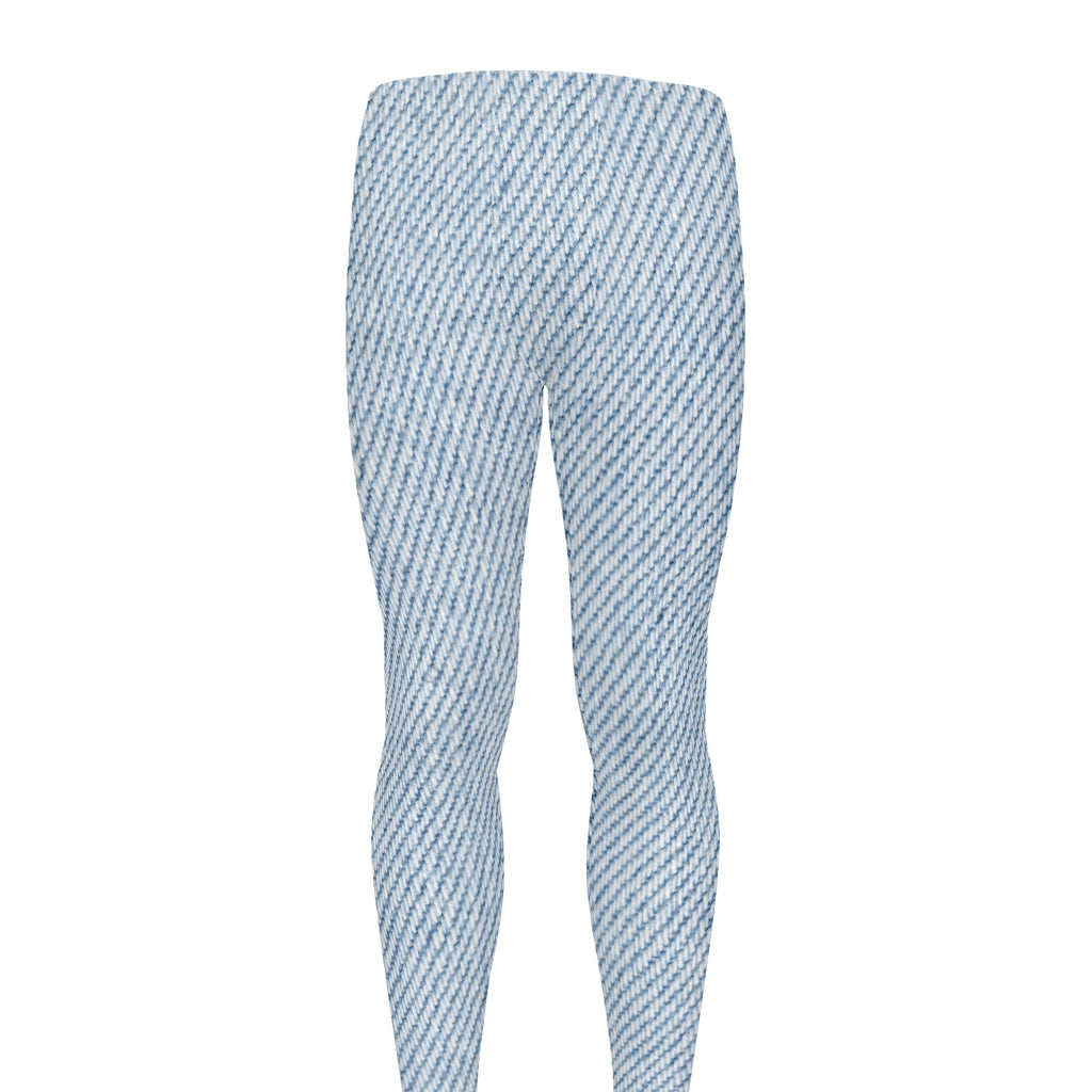 Light Blue Denim Jeans Print Men's leggings