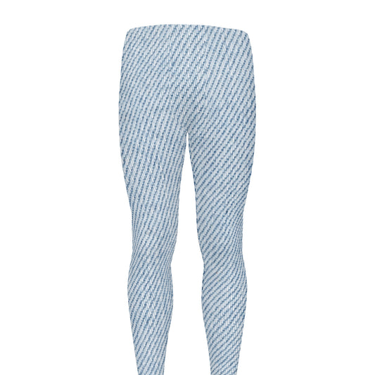 Light Blue Denim Jeans Print Men's leggings
