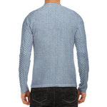 Light Blue Denim Jeans Print Men's Long Sleeve Rash Guard
